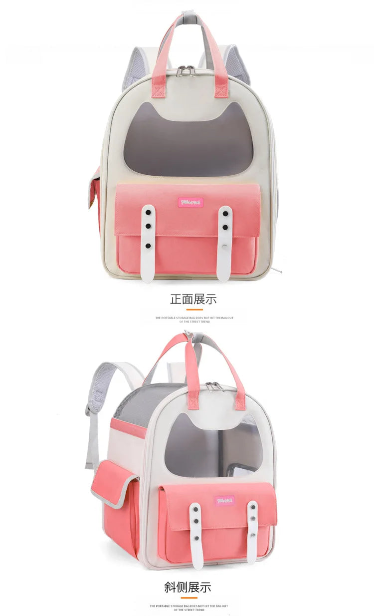 Portable Breathable Backpack for Carrying Pet Cats and Small Dogs - Pet Travel Supplies for Outdoor Use