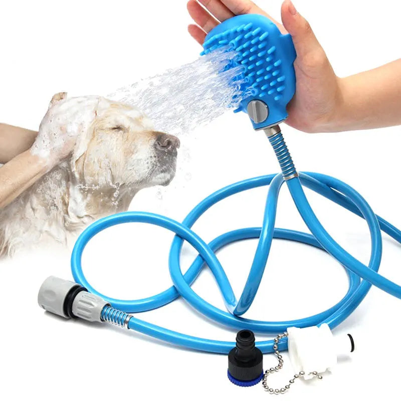 Petdashian Dog Bath Massage Sprayer | Extra Long Hose Grooming Brush