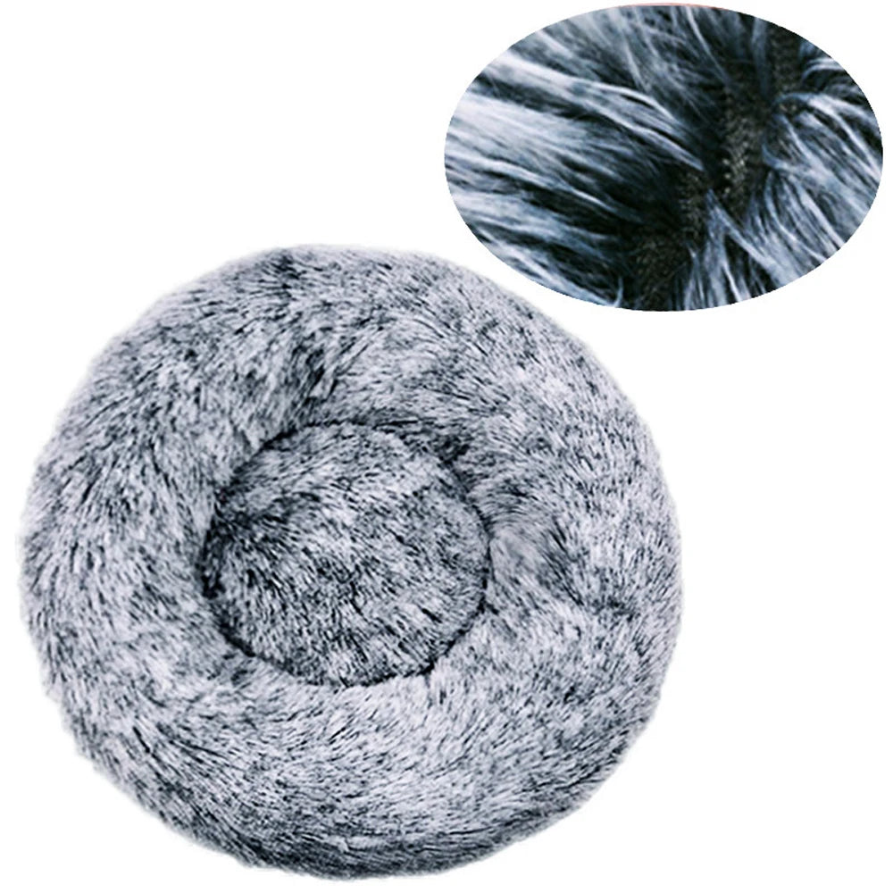 Round Plush Pet Bed – Washable Dog &amp; Cat Sofa Bed