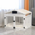 Solid Wood Luxury Dog House | Indoor Pet Cage with Double Door & Washable Bed