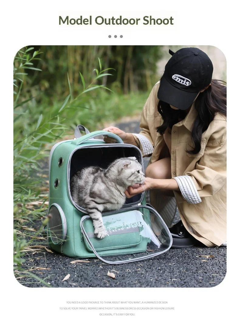 Breathable Pet Backpack Travel Hiking Outdoor Large Capacity Hands Free Adjustable Straps Portable Dog Cat Carrier Dog Car Seat