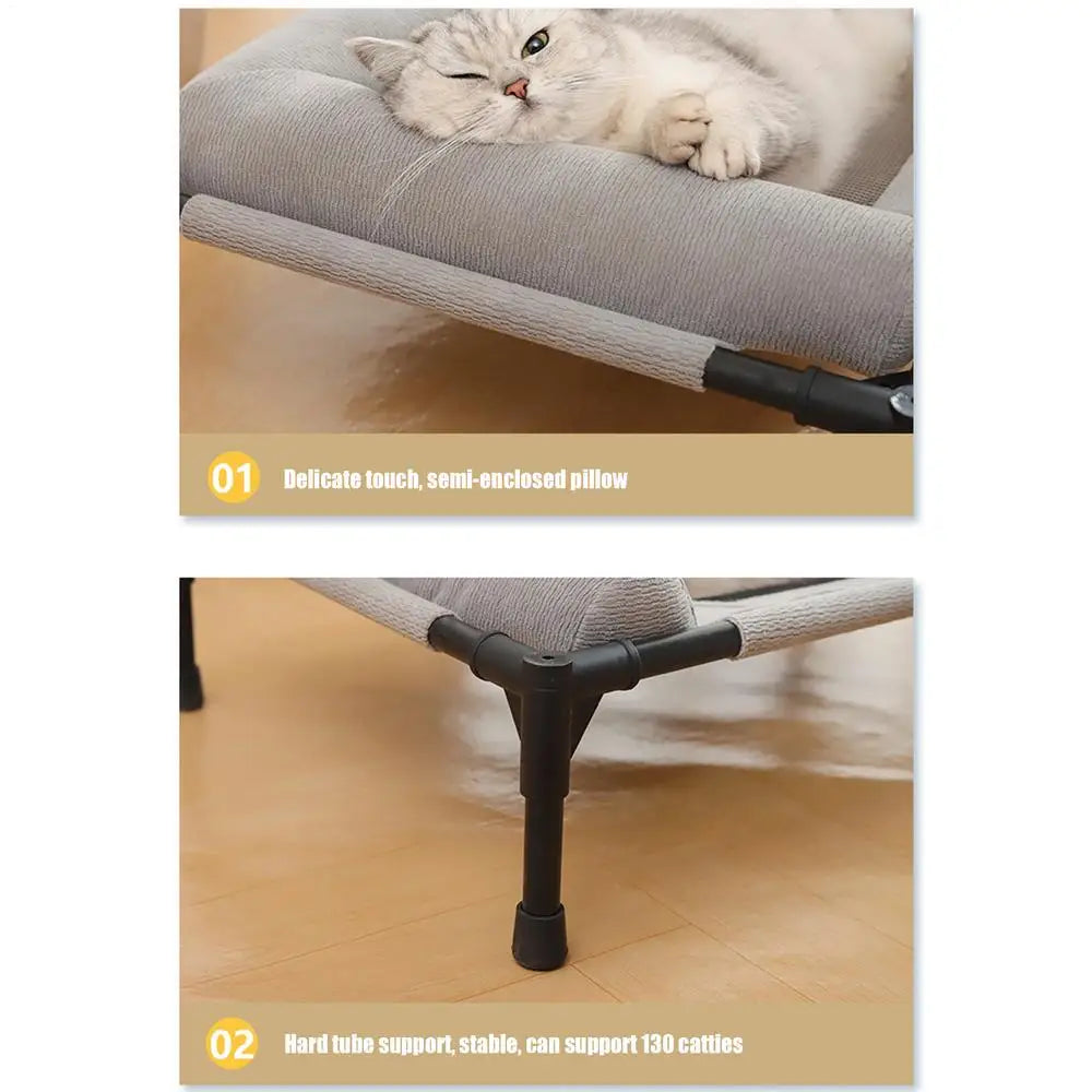 Dog Cot Cooling Dog Bed With Pillow And Breathable Mesh Washable Pet Furniture For Outdoor Indoor Camping Patio Sunbathing