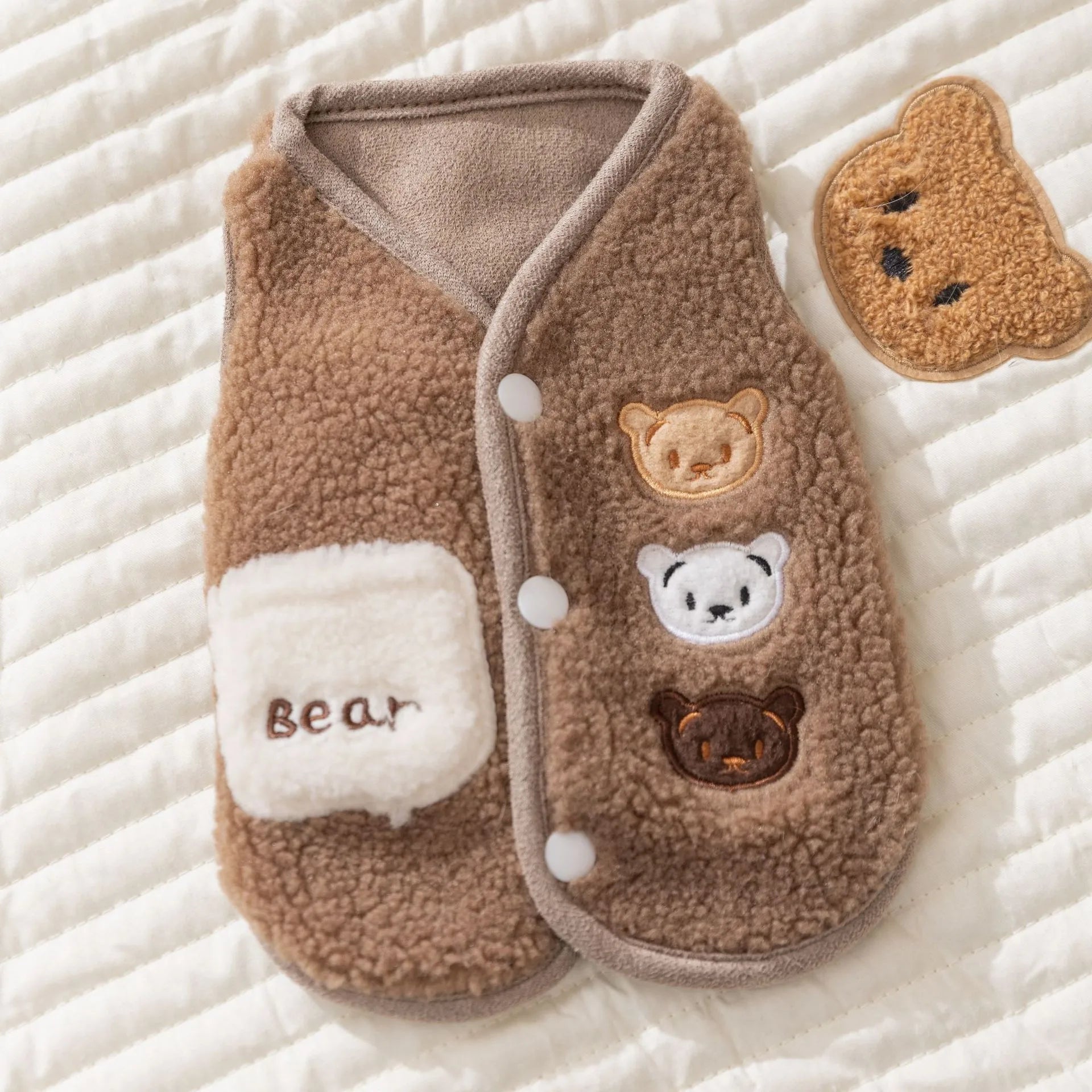 Fleece Animal Print Dog & Cat Vest – Warm Autumn Winter Puppy Jacket