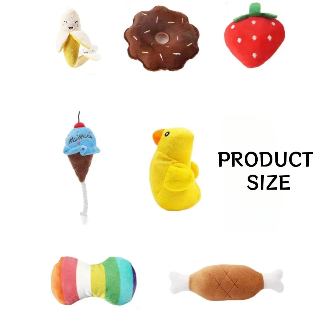 7-Piece Puppy Plush Toy Set – Fruit &amp; Veggie Squeaky Toys