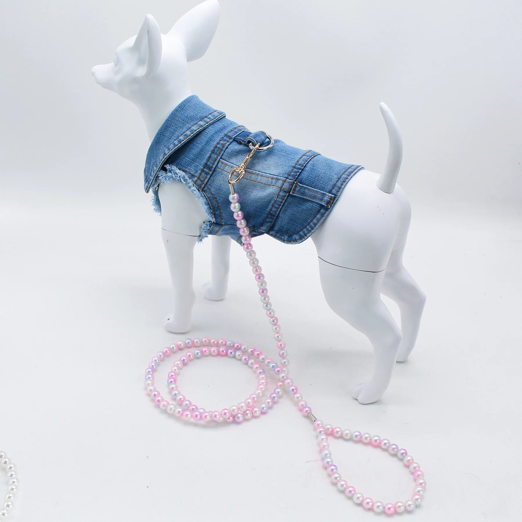 Luxury Pearl Dog Leash | Adjustable Beaded Lead for Small Dogs &amp; Cats