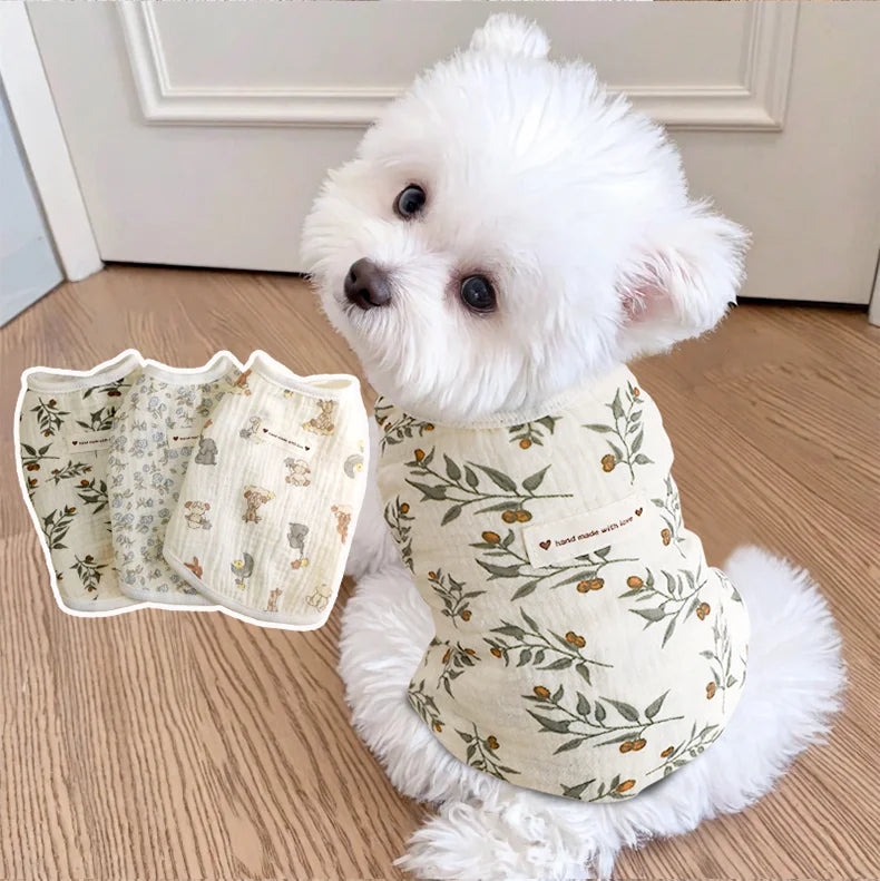 Adorable Dog Clothes for Small Breeds Autumn Anti-Dirt Anti-Hair Shedding Button Vest Teddy Bichon Cute Autumn Outfit Pet Sup...