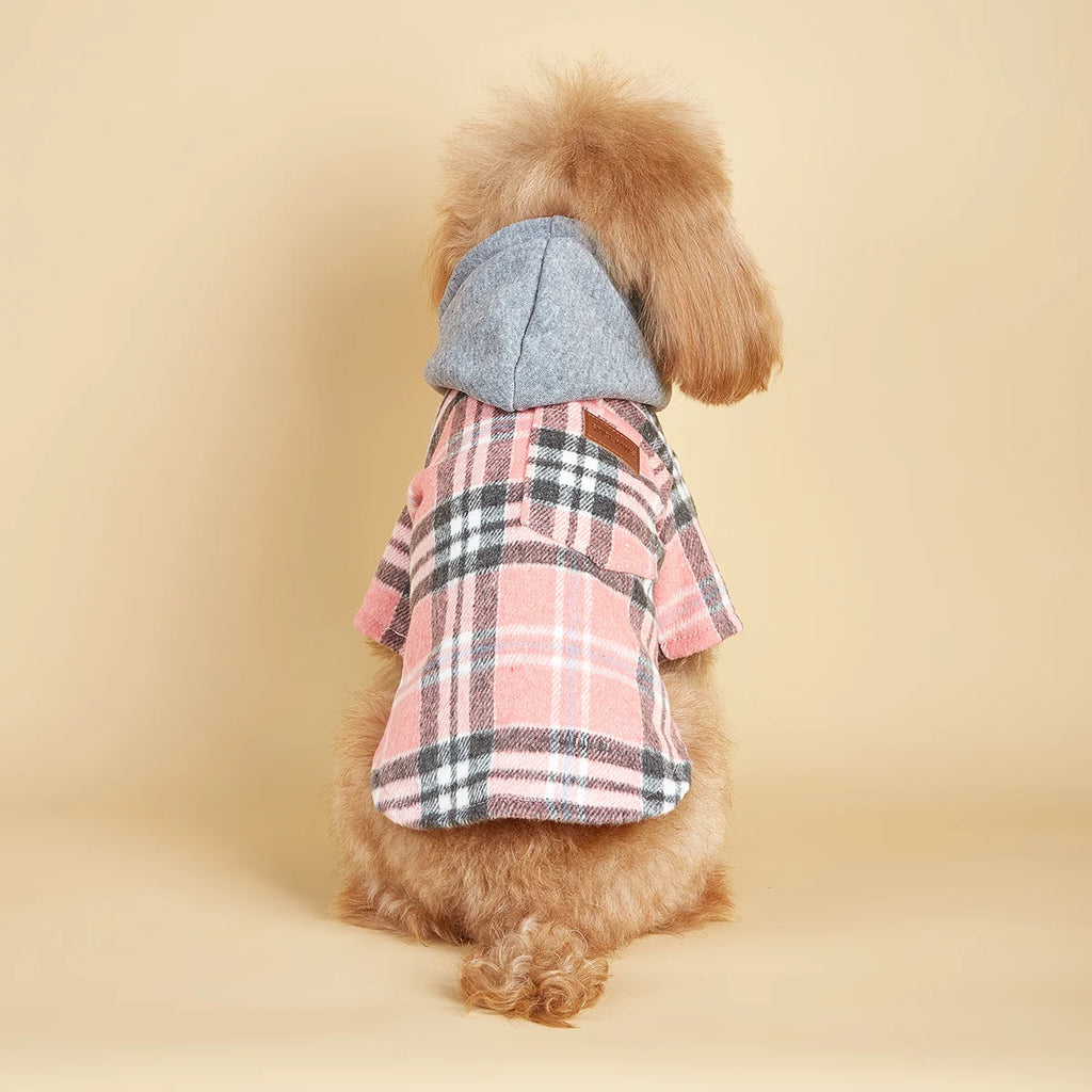 Dog Clothes Hoodie for Small Dogs Costume  Puppy Sweatshirts Classical Plaid Pet Doggie Clothes with Pocket Soft Warm Pet Cats C
