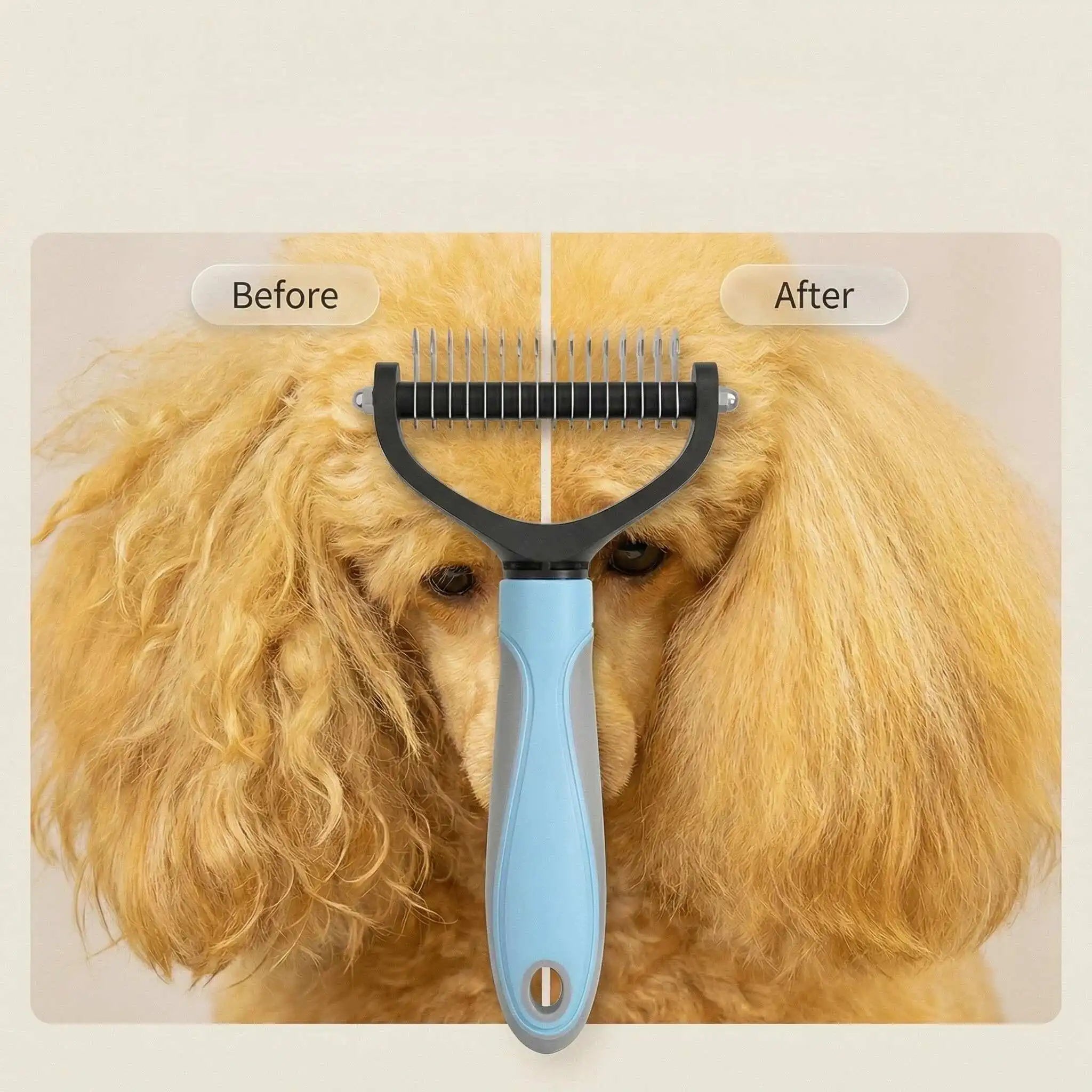 Dual-Sided Dematting Comb | Detangler & De-Shedding Brush for Dogs & Cats | Petdashian