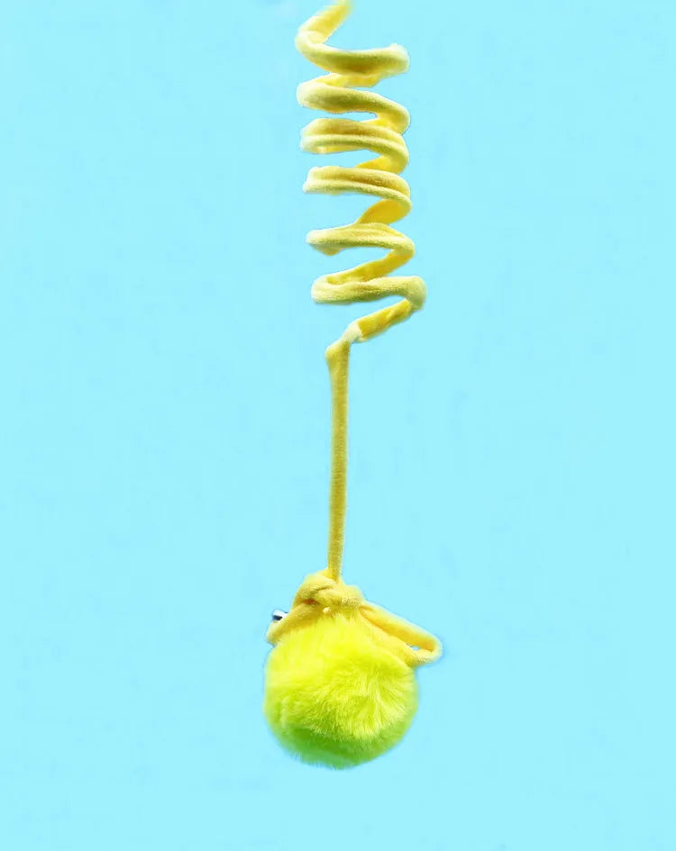 Interactive Cat Stick Toy — Spring Rope & Plush Ball for Play & Training