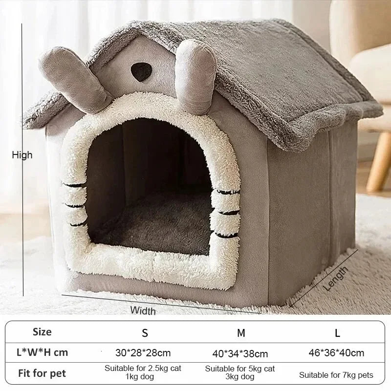 Petdashian Indoor Pet Tent Bed | Cozy Dog & Cat House with Washable Cushion