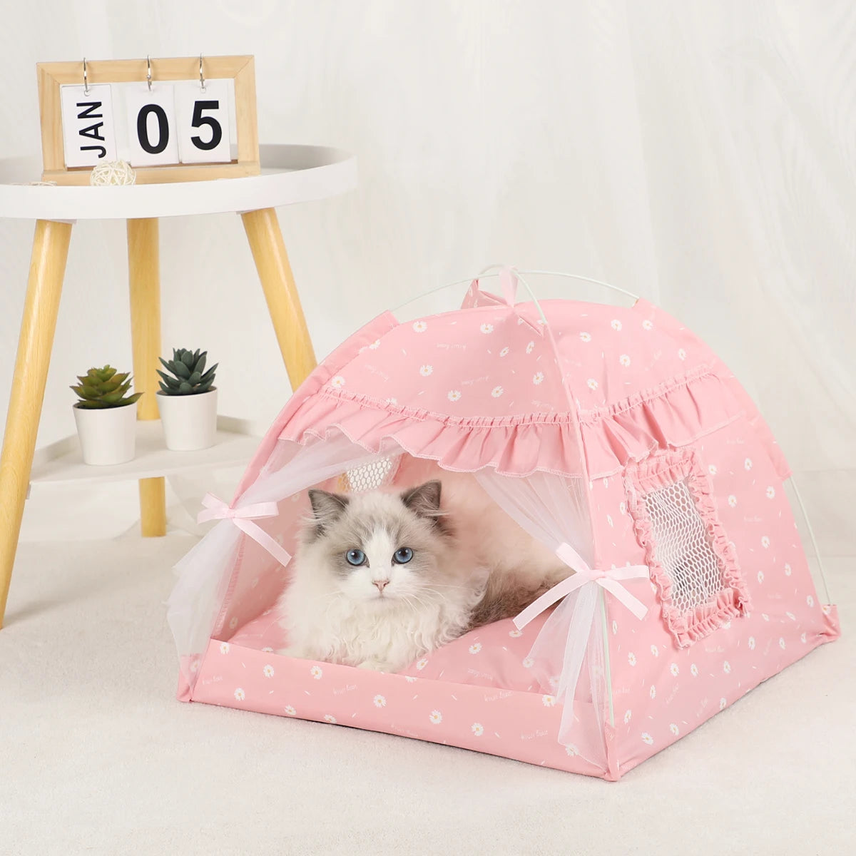 Winter Clamshell Cat Tent Bed | Warm &amp; Breathable Kitten House