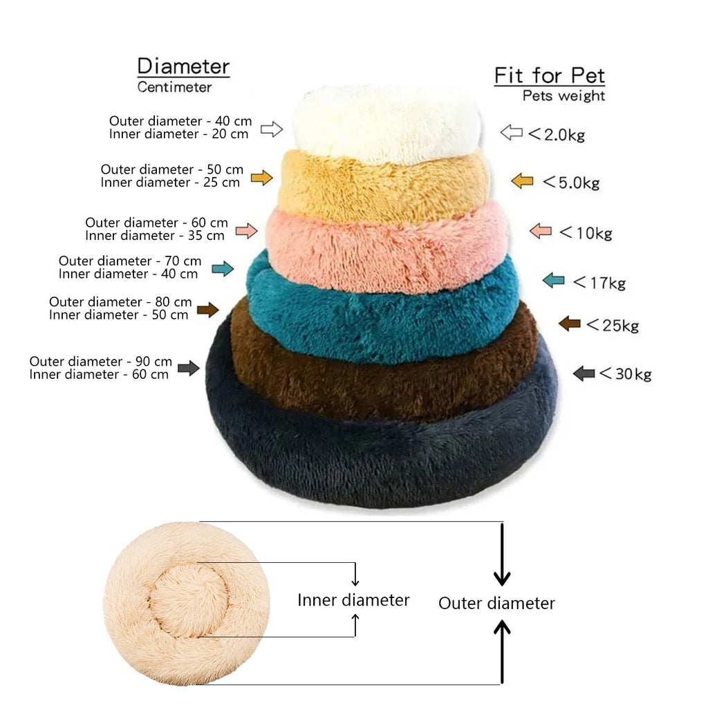 Petdashian Round Plush Dog Bed | 6 Sizes | Warm Winter Sleep Nest for Dogs & Cats