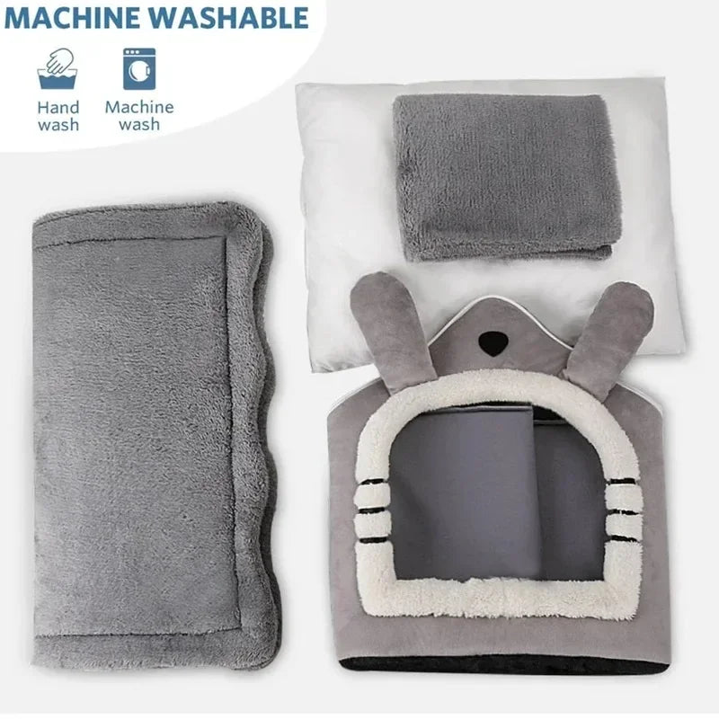 Petdashian Indoor Pet Tent Bed | Cozy Dog & Cat House with Washable Cushion