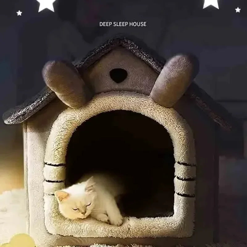 Petdashian Indoor Pet Tent Bed | Cozy Dog & Cat House with Washable Cushion