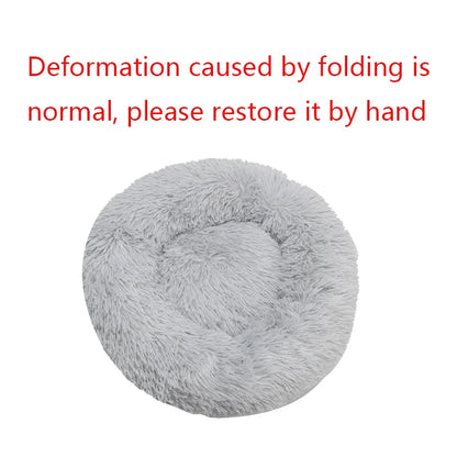 Round Plush Pet Bed – Washable Dog &amp; Cat Sofa Bed