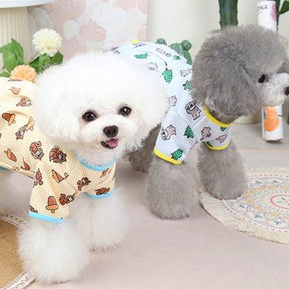 Fashion Pet Dog Clothes for Small Dogs Spring Dog Jumpsuit Cartoon Print Puppy Pajamas Cute Cat Clothing Pet Chihuahua Clothes