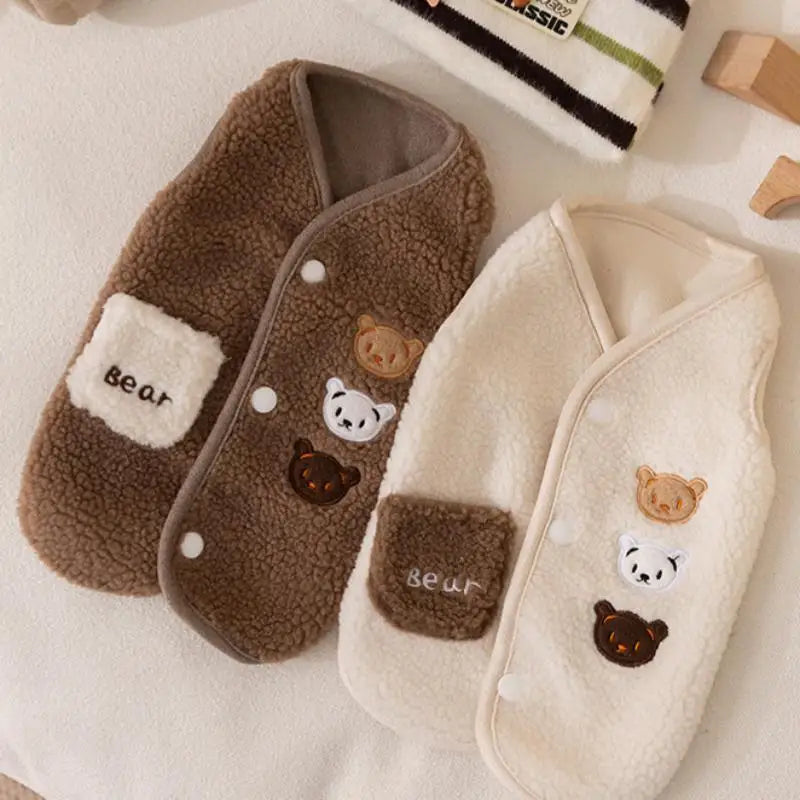 Fleece Animal Print Dog &amp; Cat Vest – Warm Autumn Winter Puppy Jacket