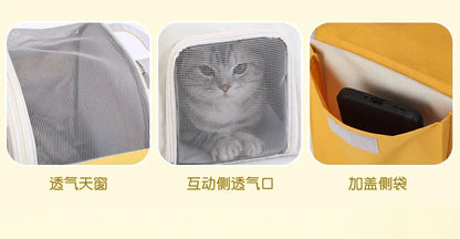 Portable Breathable Backpack for Carrying Pet Cats and Small Dogs - Pet Travel Supplies for Outdoor Use
