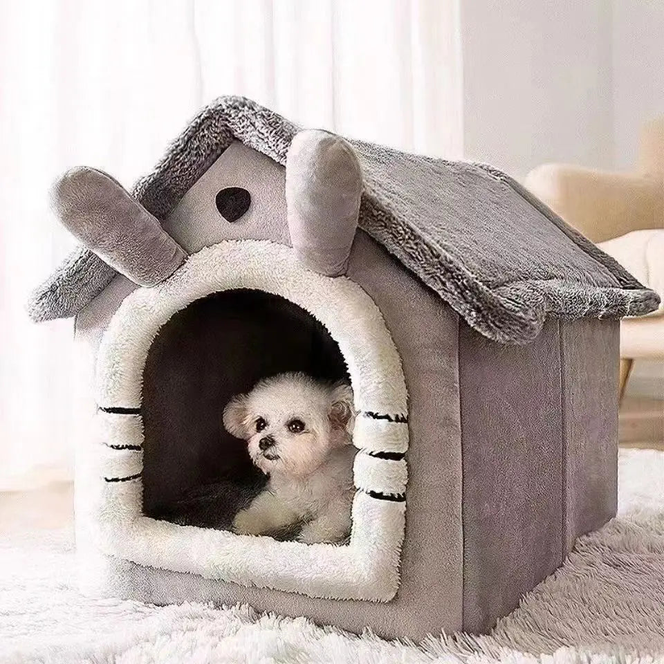 Petdashian Indoor Pet Tent Bed | Cozy Dog & Cat House with Washable Cushion