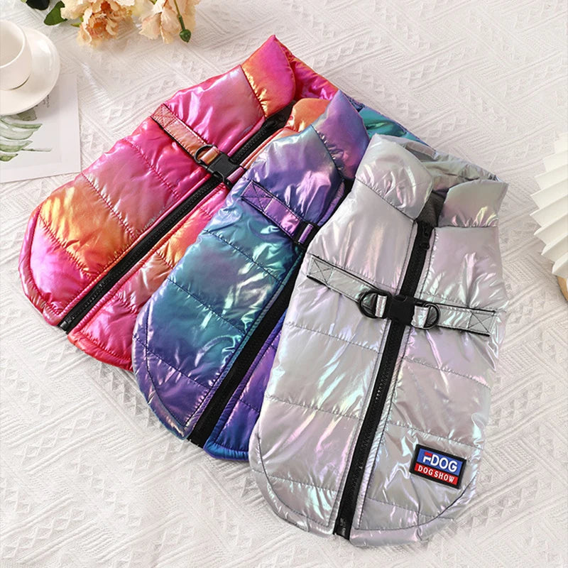 Reflective Gradient Waterproof Dog &amp; Cat Vest – Fleece-Lined Warm Jacket