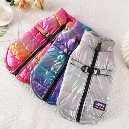 Reflective Gradient Waterproof Dog &amp; Cat Vest – Fleece-Lined Warm Jacket