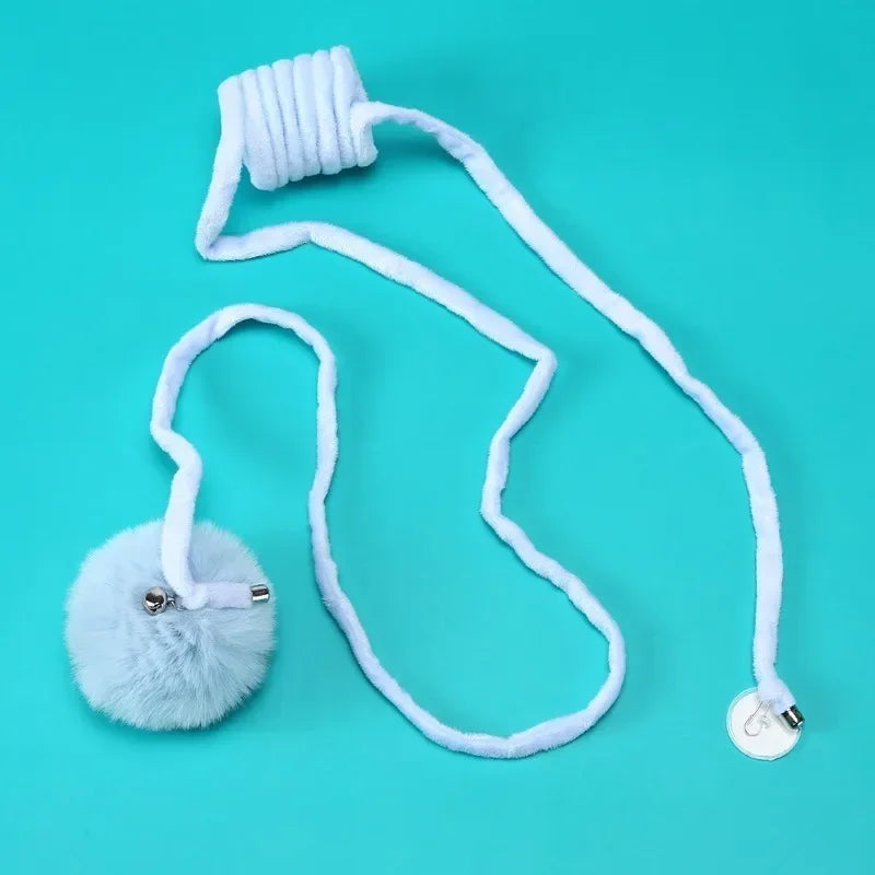 Interactive Cat Stick Toy — Spring Rope & Plush Ball for Play & Training
