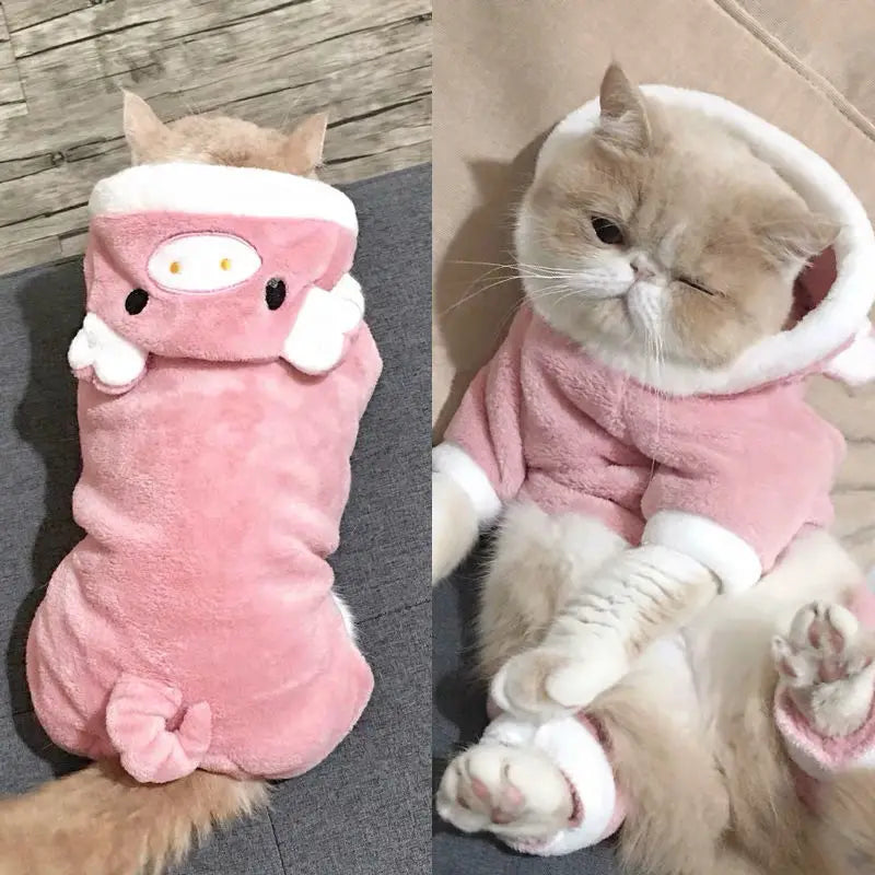 Fleece Animal Hoodie Jumpsuit for Dogs & Cats