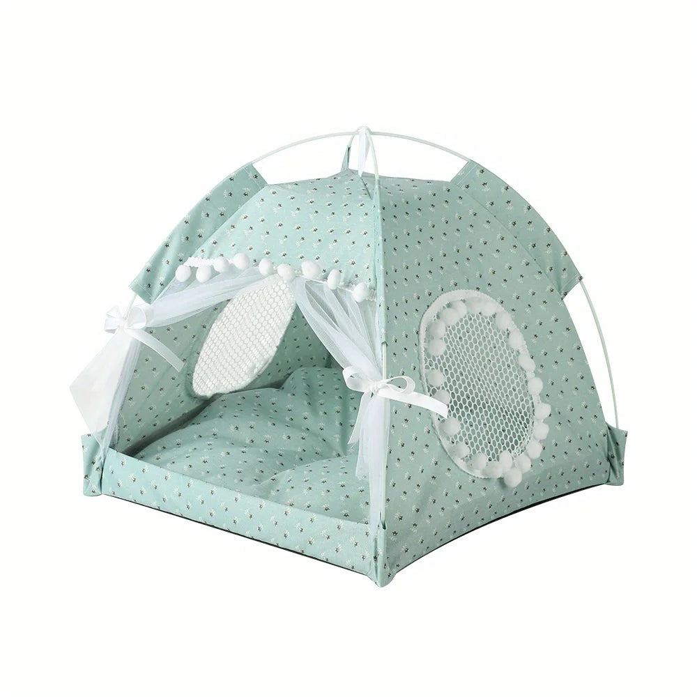 Floral Pet Tent Bed | Cozy Indoor House for Cats & Small Dogs