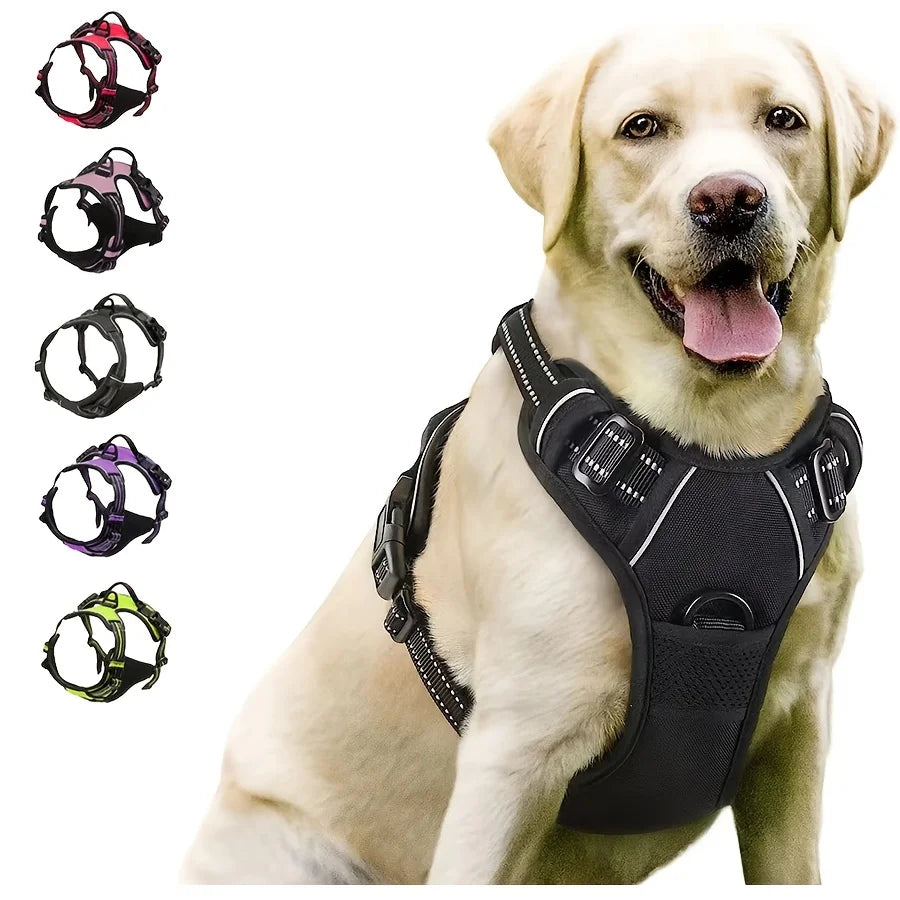 No Pull Dog Harness | Front Clip Heavy Duty Reflective | Easy Control Handle