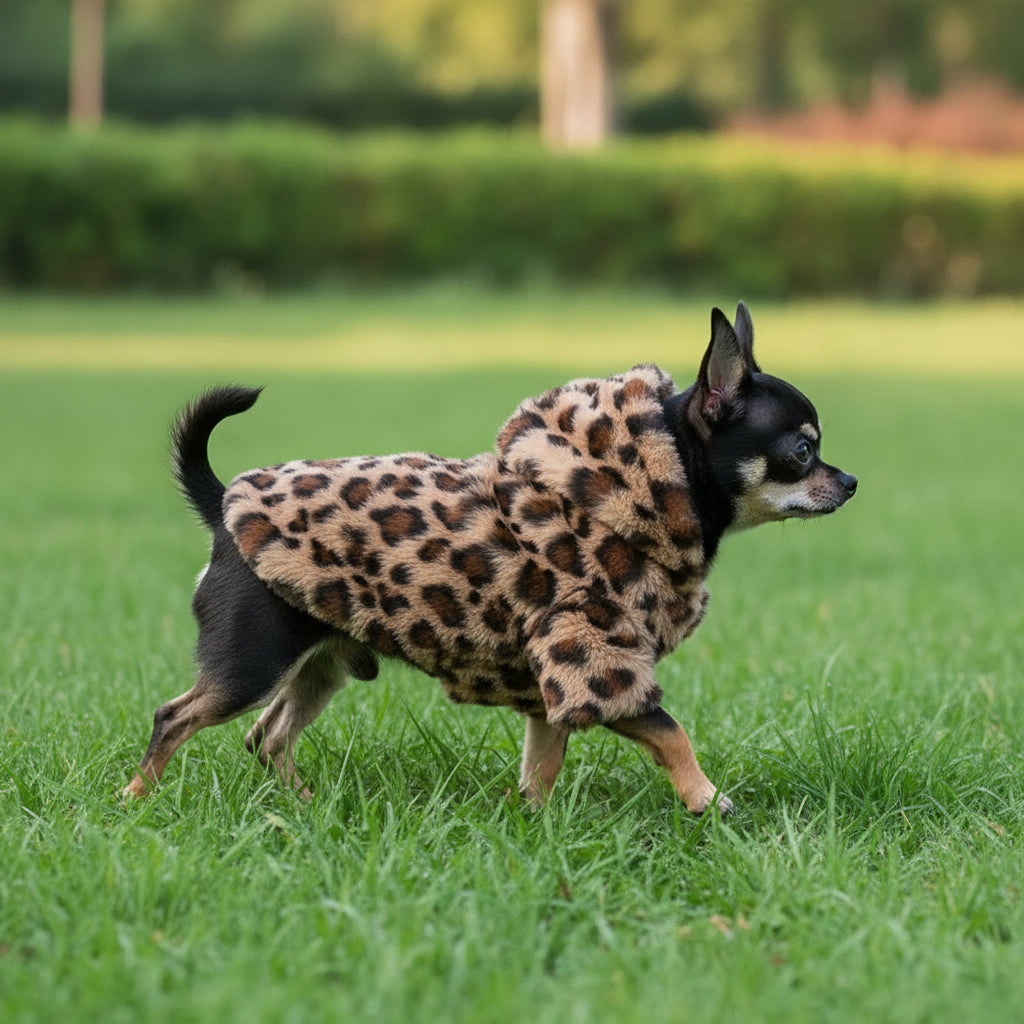 Warm Leopard Fleece Hoodie Jacket for Small Dogs