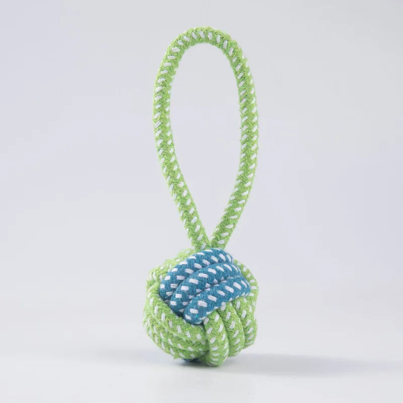 Cotton Rope Dog Toy Ball — Interactive Toothbrush Chew Toy for Small & Large Dogs