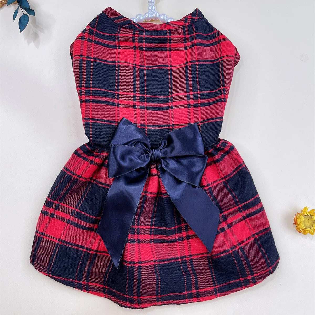 Plaid British Style Bow Dress for Dogs & Cats