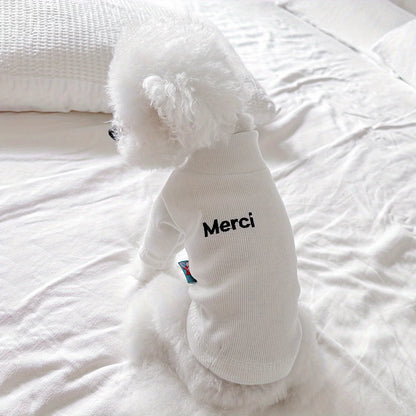 Pet Clothes Dog Cat Out Handsome Cute Letter Bottoming Shirt Soft and Comfortable Spring and Summer