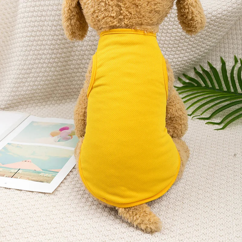 Spring Summer New Dog Clothes Thin Breathable Small Dog Teddy French Bucket Clothes Universal Pet Solid Color Vest Pet Clothes