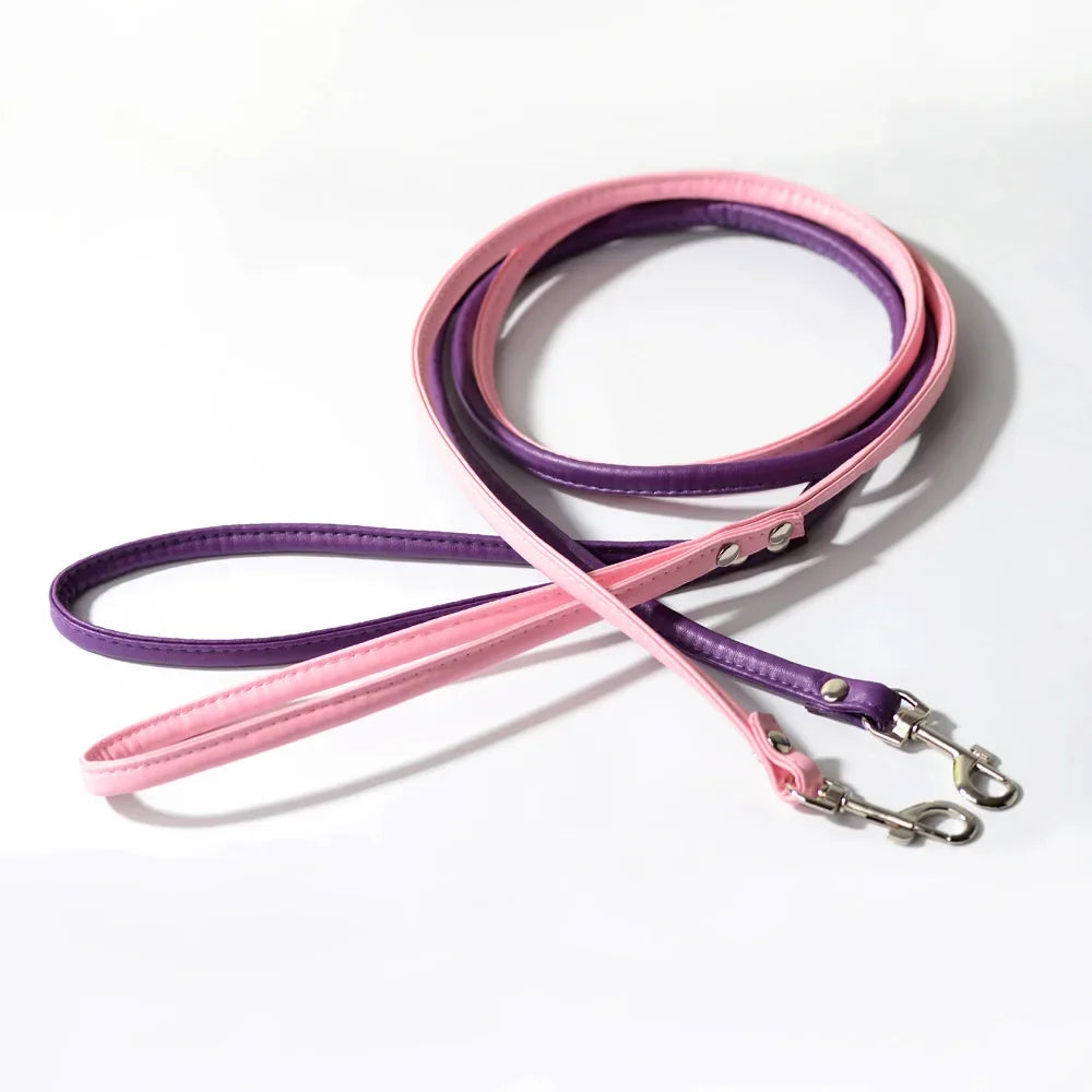 Adjustable PU Leather Dog Leash | Soft Walking Lead for Small Dogs & Puppies