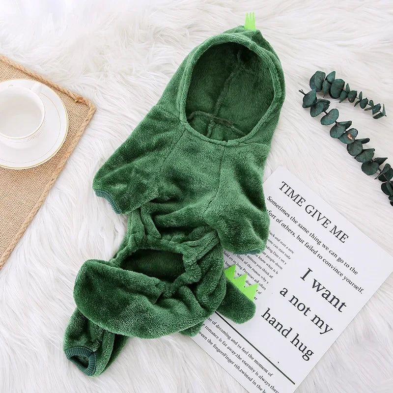 Warm Fleece Dog & Cat Hoodie Jumpsuit – Cozy Winter Costume for Small Pets