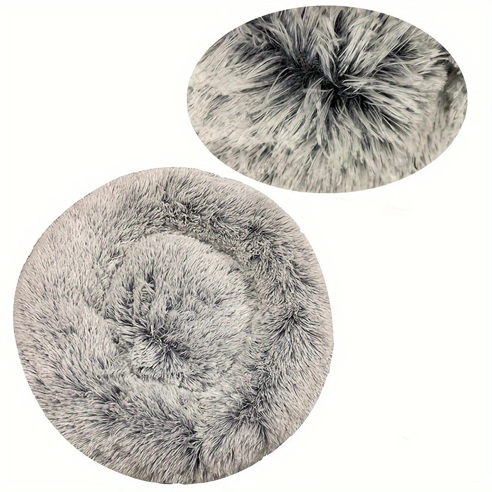 Round Plush Pet Bed – Washable Dog &amp; Cat Sofa Bed