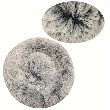 Round Plush Pet Bed – Washable Dog &amp; Cat Sofa Bed