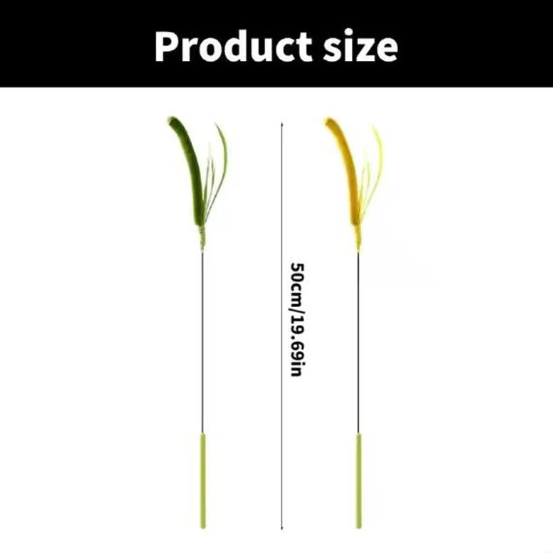 Cat Teaser Wand Toy | Crinkle Tail Grass Stick for Kittens & Cats