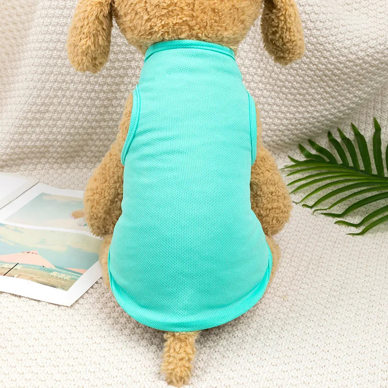 Spring Summer New Dog Clothes Thin Breathable Small Dog Teddy French Bucket Clothes Universal Pet Solid Color Vest Pet Clothes