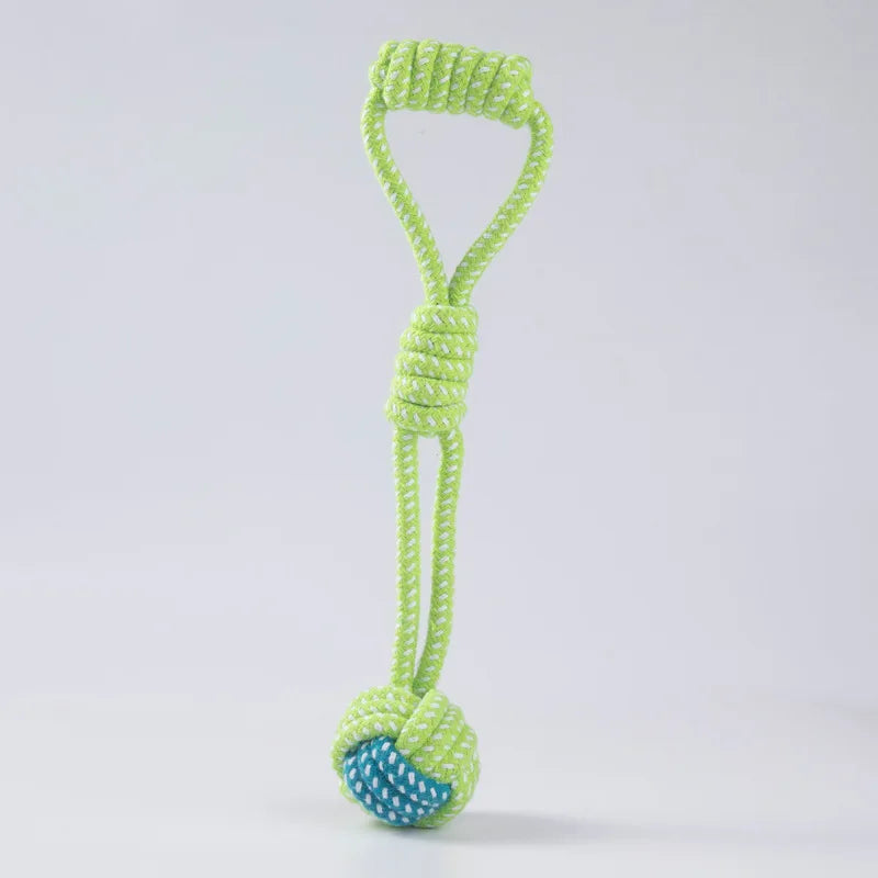 Cotton Rope Dog Toy Ball — Interactive Toothbrush Chew Toy for Small & Large Dogs