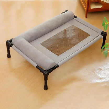 Dog Cot Cooling Dog Bed With Pillow And Breathable Mesh Washable Pet Furniture For Outdoor Indoor Camping Patio Sunbathing
