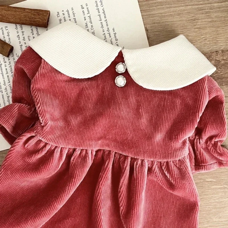 Warm Corduroy Princess Dress for Small Dogs
