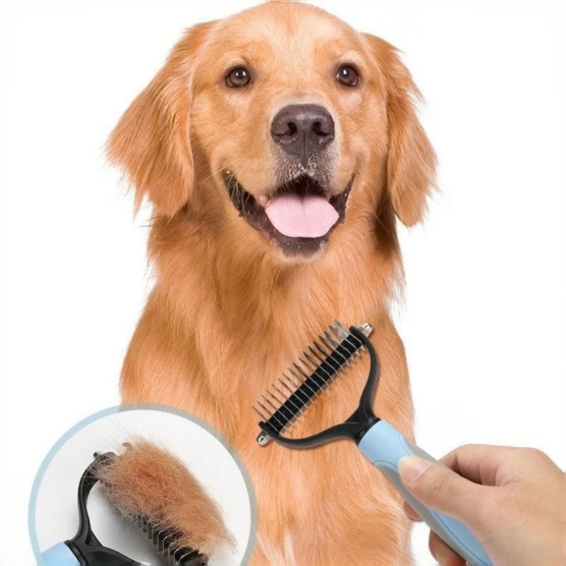 Dual-Sided Dematting Comb | Detangler & De-Shedding Brush for Dogs & Cats | Petdashian