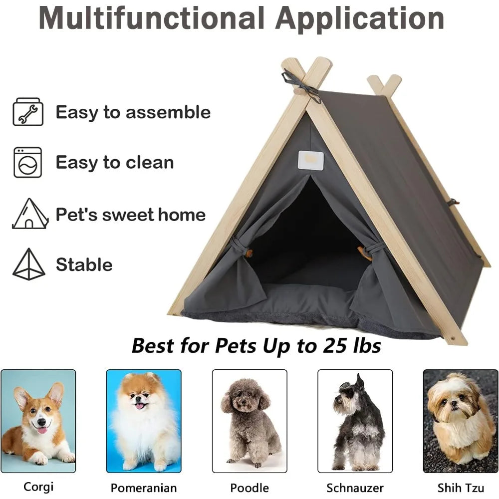 Foldable Pet Tent House | Cozy Cat & Dog House with Thick Pad