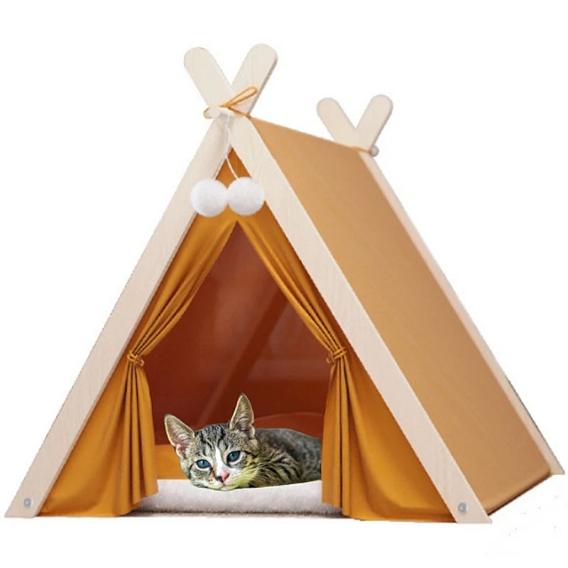 Foldable Pet Tent House | Cozy Cat & Dog House with Thick Pad