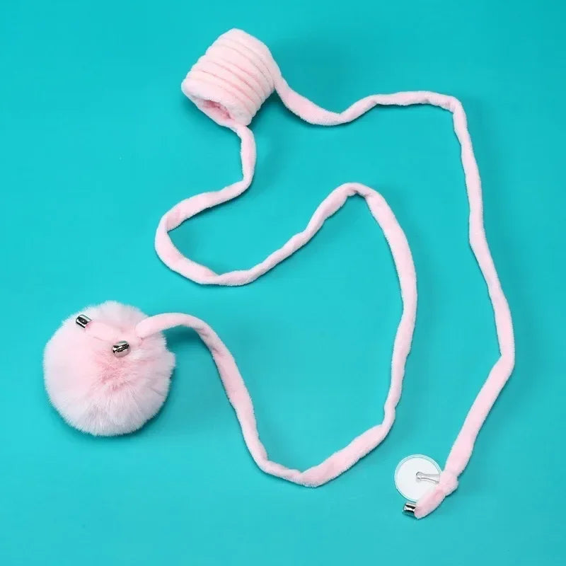 Interactive Cat Stick Toy — Spring Rope & Plush Ball for Play & Training