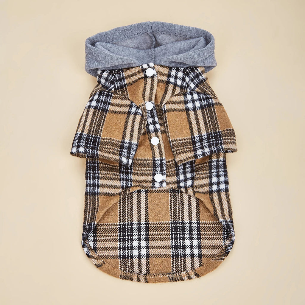 Dog Clothes Hoodie for Small Dogs Costume  Puppy Sweatshirts Classical Plaid Pet Doggie Clothes with Pocket Soft Warm Pet Cats C
