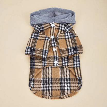 Dog Clothes Hoodie for Small Dogs Costume  Puppy Sweatshirts Classical Plaid Pet Doggie Clothes with Pocket Soft Warm Pet Cats C