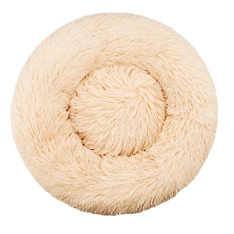 Round Plush Pet Bed – Washable Dog &amp; Cat Sofa Bed